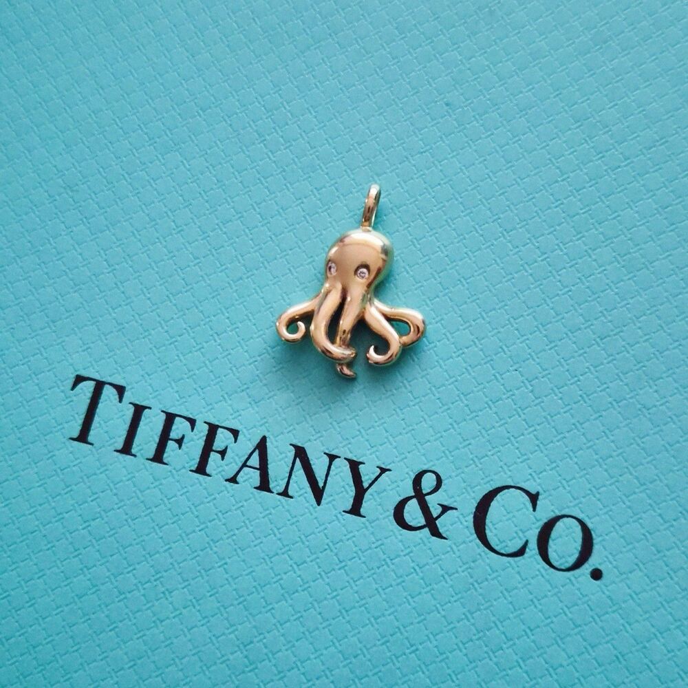 EXTREMELY RARE Tiffany & Co. 18k Yellow Gold Diamond Octopus Charm Pendant